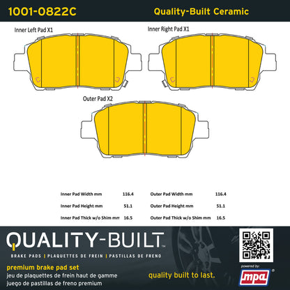 Quality-Built Quality-Built Premium Ceramic Brake Pads w/ Hardware 1001-0822C