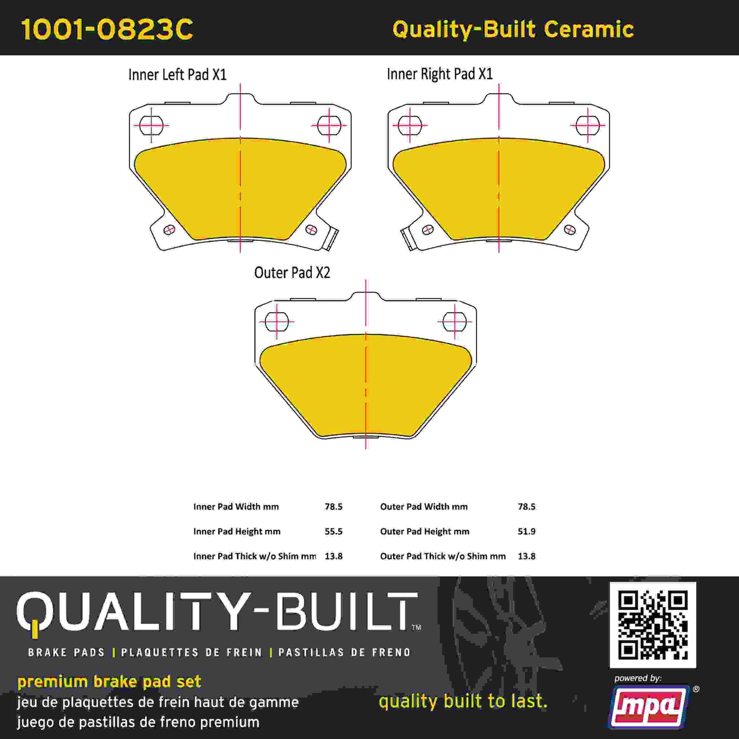 Quality-Built Quality-Built Premium Ceramic Brake Pads w/ Hardware 1001-0823C