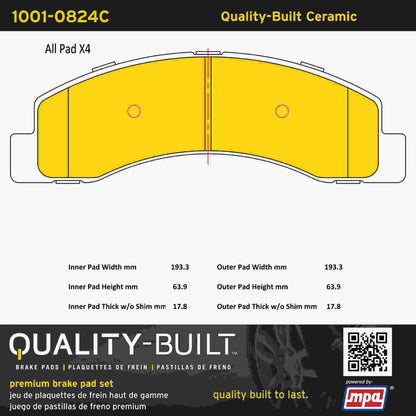 Quality-Built Quality-Built Premium Ceramic Brake Pads w/ Hardware 1001-0824C