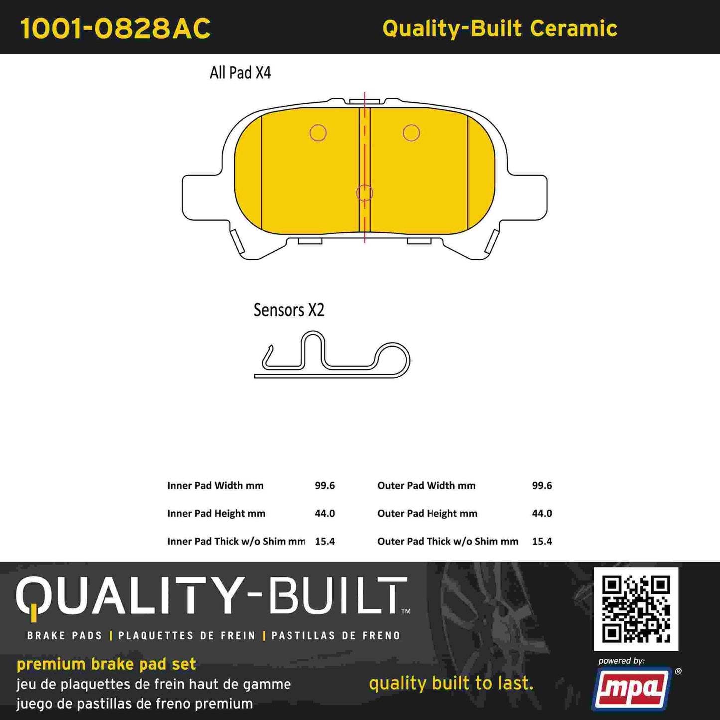 Quality-Built Quality-Built Premium Ceramic Brake Pads w/ Hardware 1001-0828AC