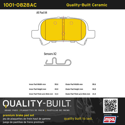 Quality-Built Quality-Built Premium Ceramic Brake Pads w/ Hardware 1001-0828AC