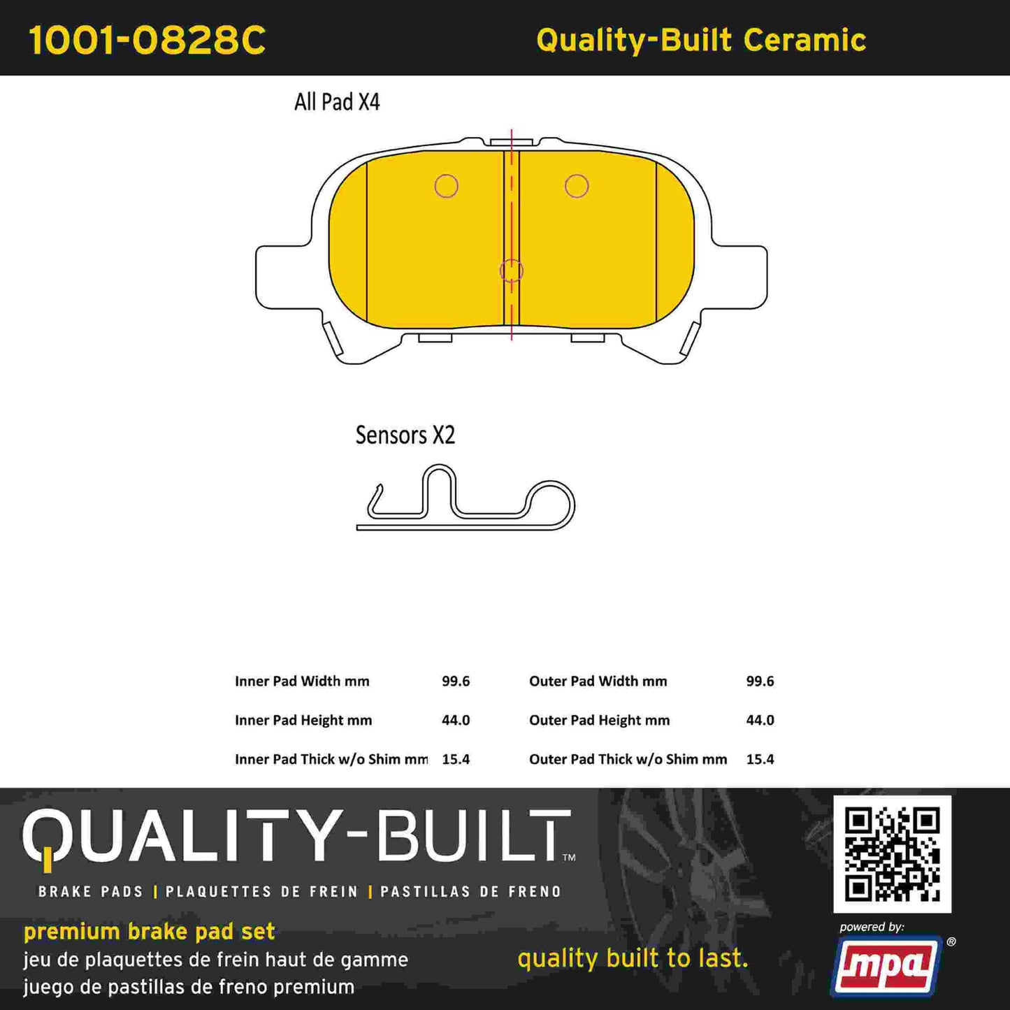 Quality-Built Quality-Built Premium Ceramic Brake Pads w/ Hardware 1001-0828C