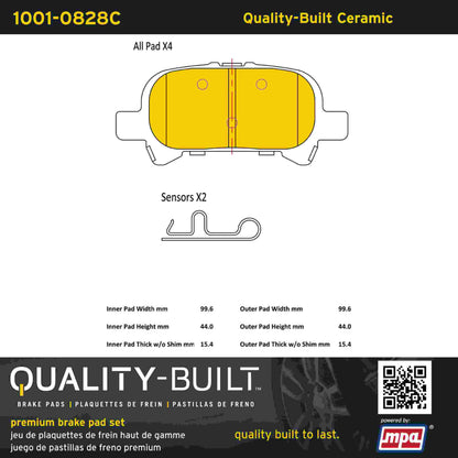 Quality-Built Quality-Built Premium Ceramic Brake Pads w/ Hardware 1001-0828C