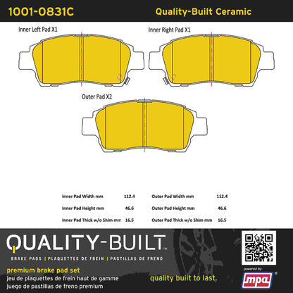 Quality-Built Quality-Built Premium Ceramic Brake Pads w/ Hardware 1001-0831C
