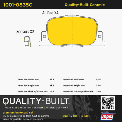 Quality-Built Quality-Built Premium Ceramic Brake Pads w/ Hardware 1001-0835C