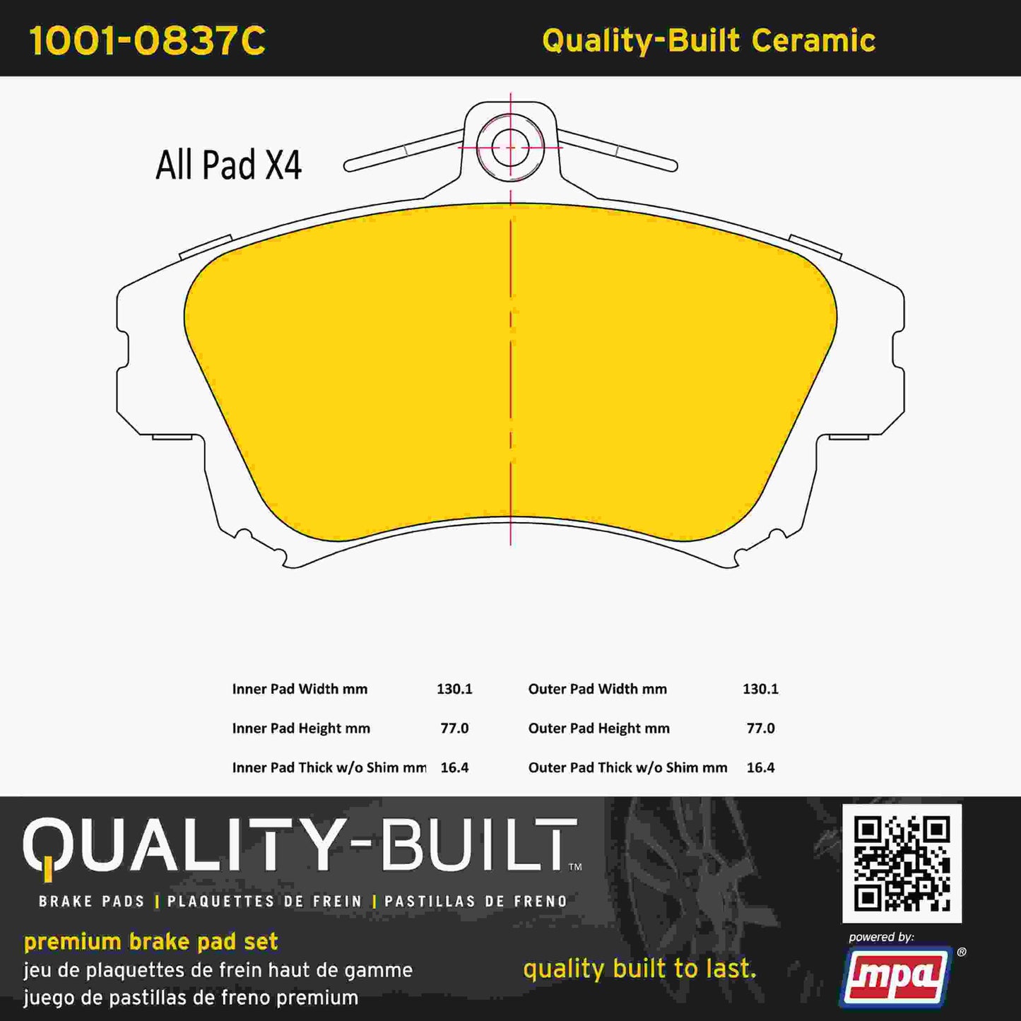 Quality-Built Quality-Built Premium Ceramic Brake Pads 1001-0837C