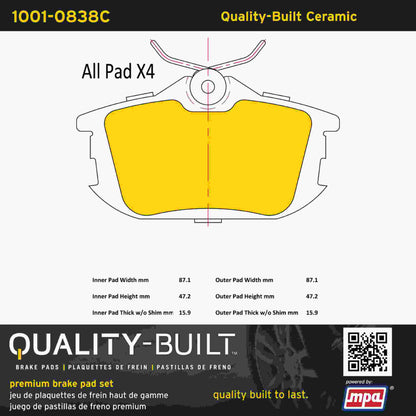 Quality-Built Quality-Built Premium Ceramic Brake Pads 1001-0838C