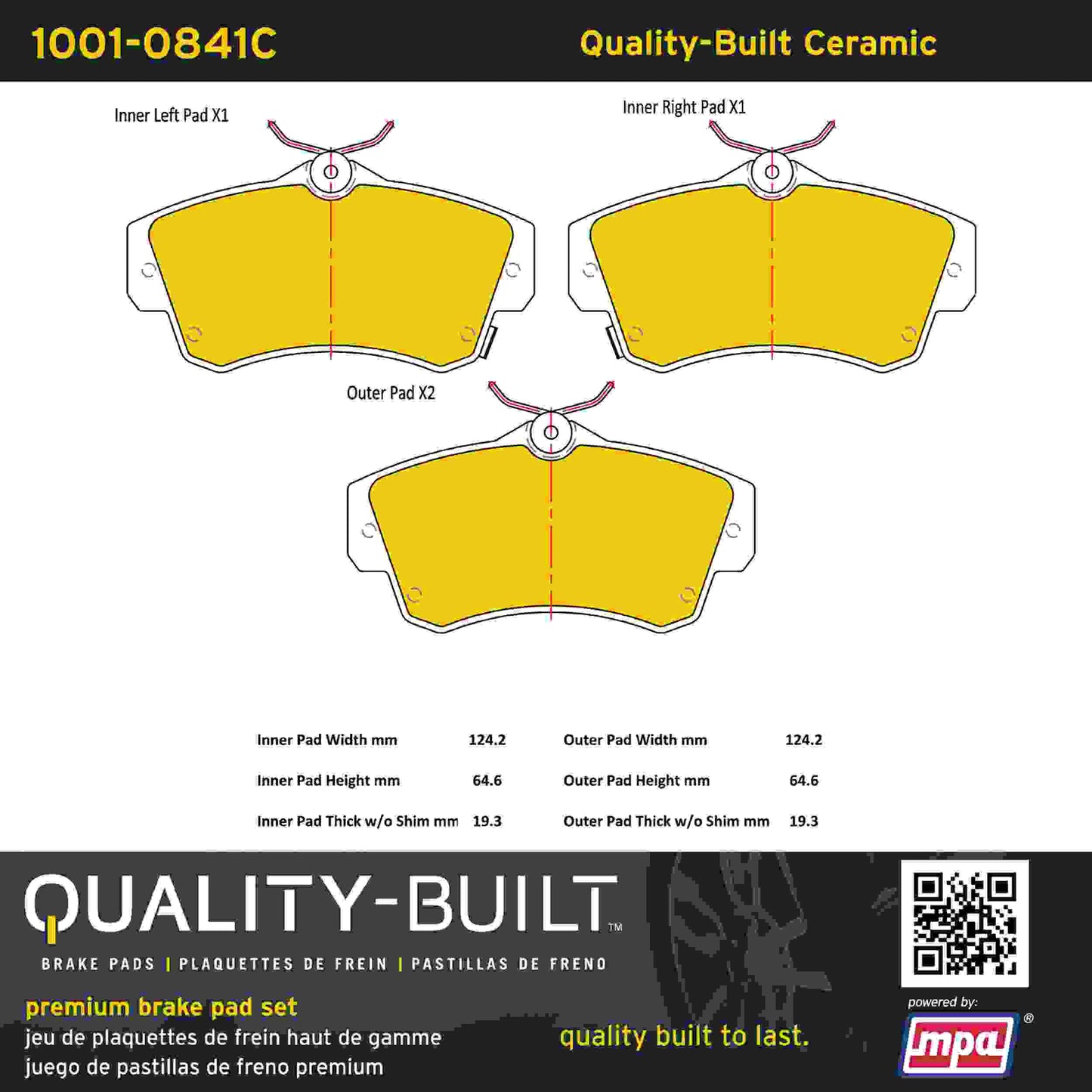 Quality-Built Quality-Built Premium Ceramic Brake Pads w/ Hardware 1001-0841C