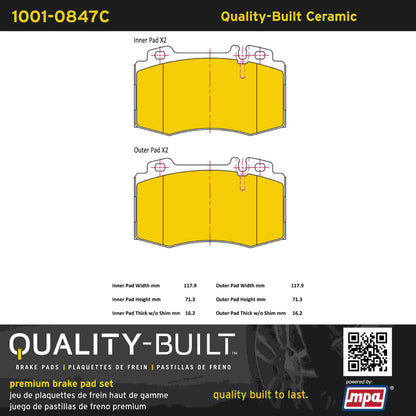 Quality-Built Quality-Built Premium Ceramic Brake Pads w/ Hardware 1001-0847C