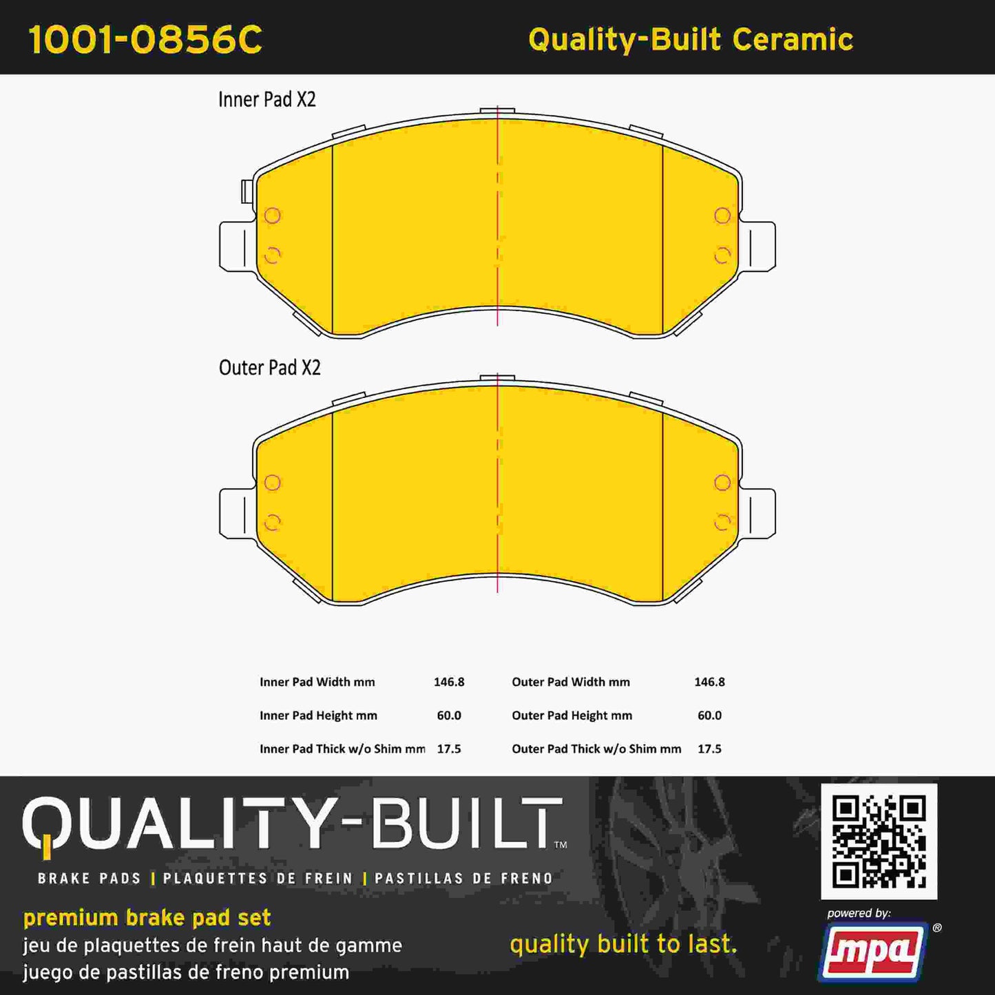 Quality-Built Quality-Built Premium Ceramic Brake Pads w/ Hardware 1001-0856C