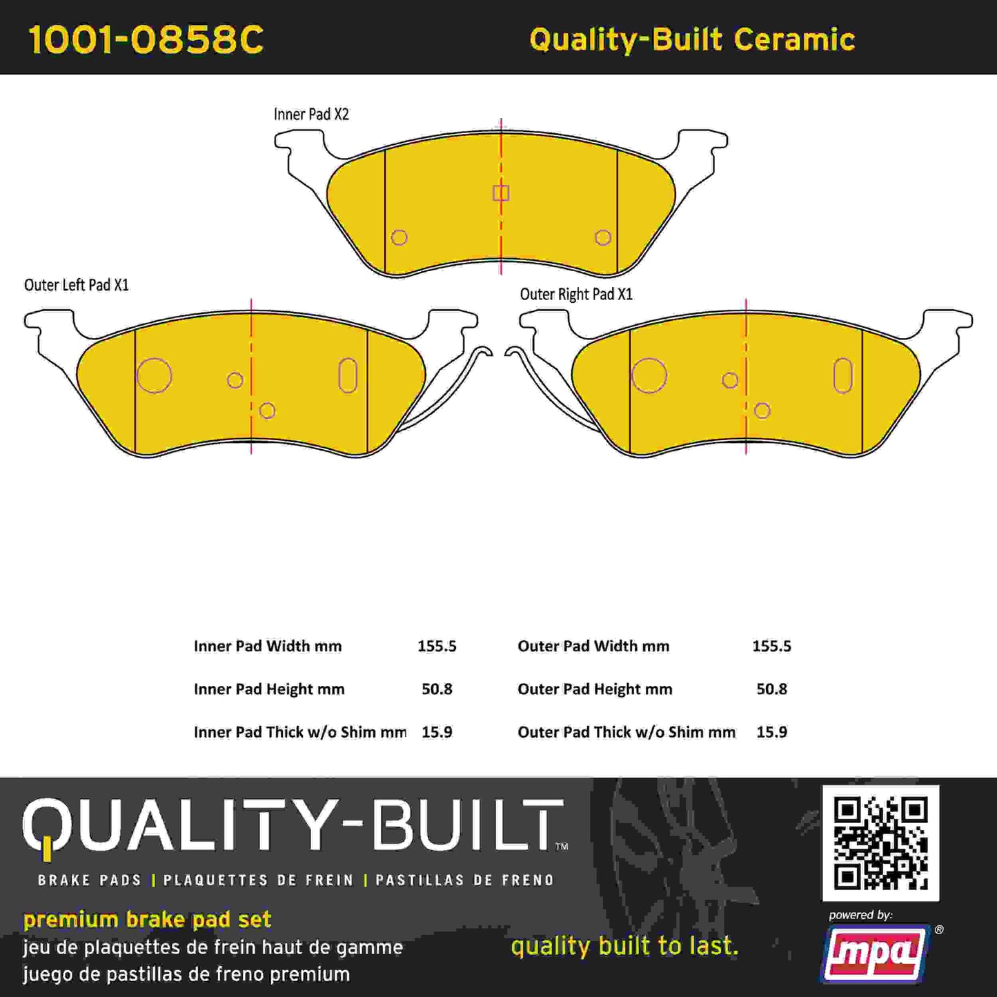 Quality-Built Quality-Built Premium Ceramic Brake Pads 1001-0858C