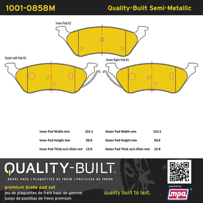 Quality-Built Quality-Built Premium Semi-Metallic Brake Pads 1001-0858M