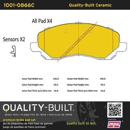 Quality-Built Quality-Built Premium Ceramic Brake Pads w/ Hardware 1001-0866C