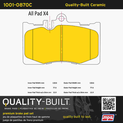 Quality-Built Quality-Built Premium Ceramic Brake Pads w/ Hardware 1001-0870C