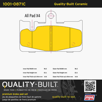 Quality-Built Quality-Built Premium Ceramic Brake Pads w/ Hardware 1001-0871C