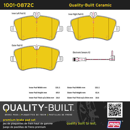 Quality-Built Quality-Built Premium Ceramic Brake Pads w/ Hardware 1001-0872C