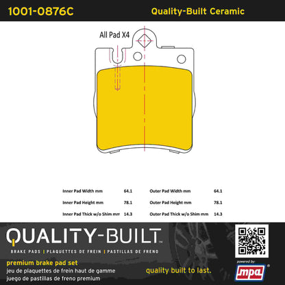 Quality-Built Quality-Built Premium Ceramic Brake Pads w/ Hardware 1001-0876C