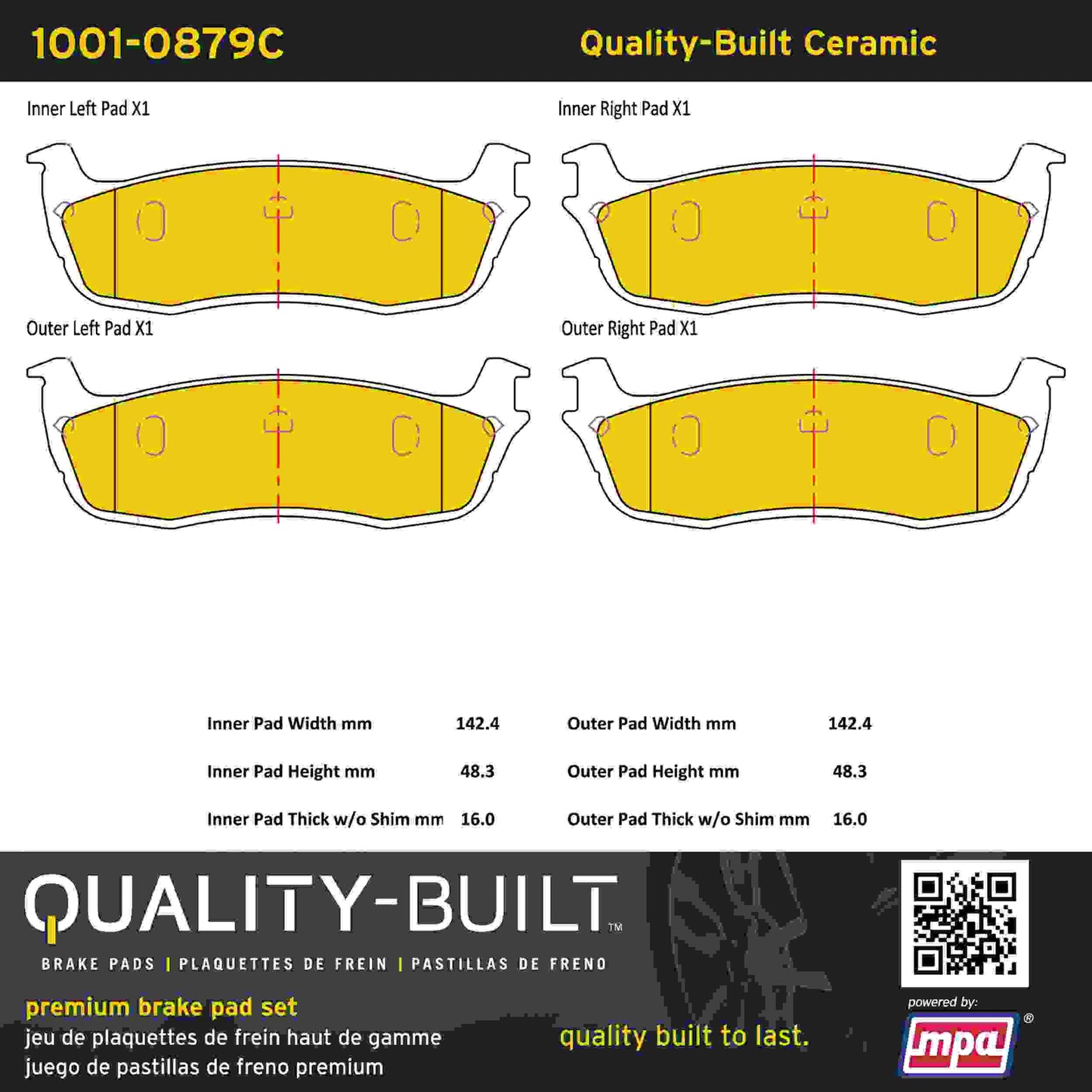 Quality-Built Quality-Built Premium Ceramic Brake Pads w/ Hardware 1001-0879C