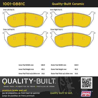 Quality-Built Quality-Built Premium Ceramic Brake Pads w/ Hardware 1001-0881C