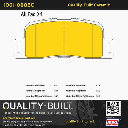 Quality-Built Quality-Built Premium Ceramic Brake Pads w/ Hardware 1001-0885C