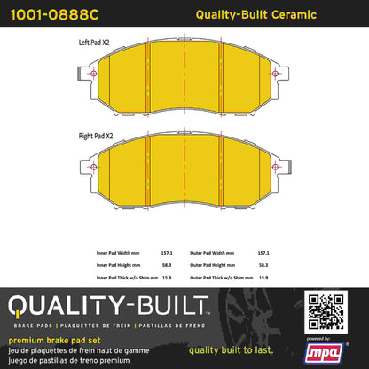 Quality-Built Quality-Built Premium Ceramic Brake Pads w/ Hardware 1001-0888C