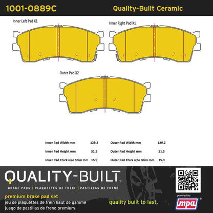 Quality-Built Quality-Built Premium Ceramic Brake Pads w/ Hardware 1001-0889C