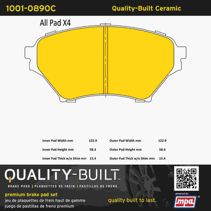 Quality-Built Quality-Built Premium Ceramic Brake Pads w/ Hardware 1001-0890C