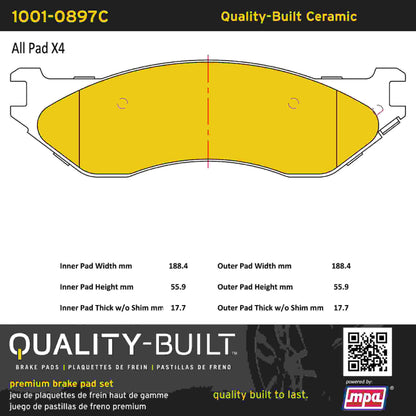Quality-Built Quality-Built Premium Ceramic Brake Pads w/ Hardware 1001-0897C