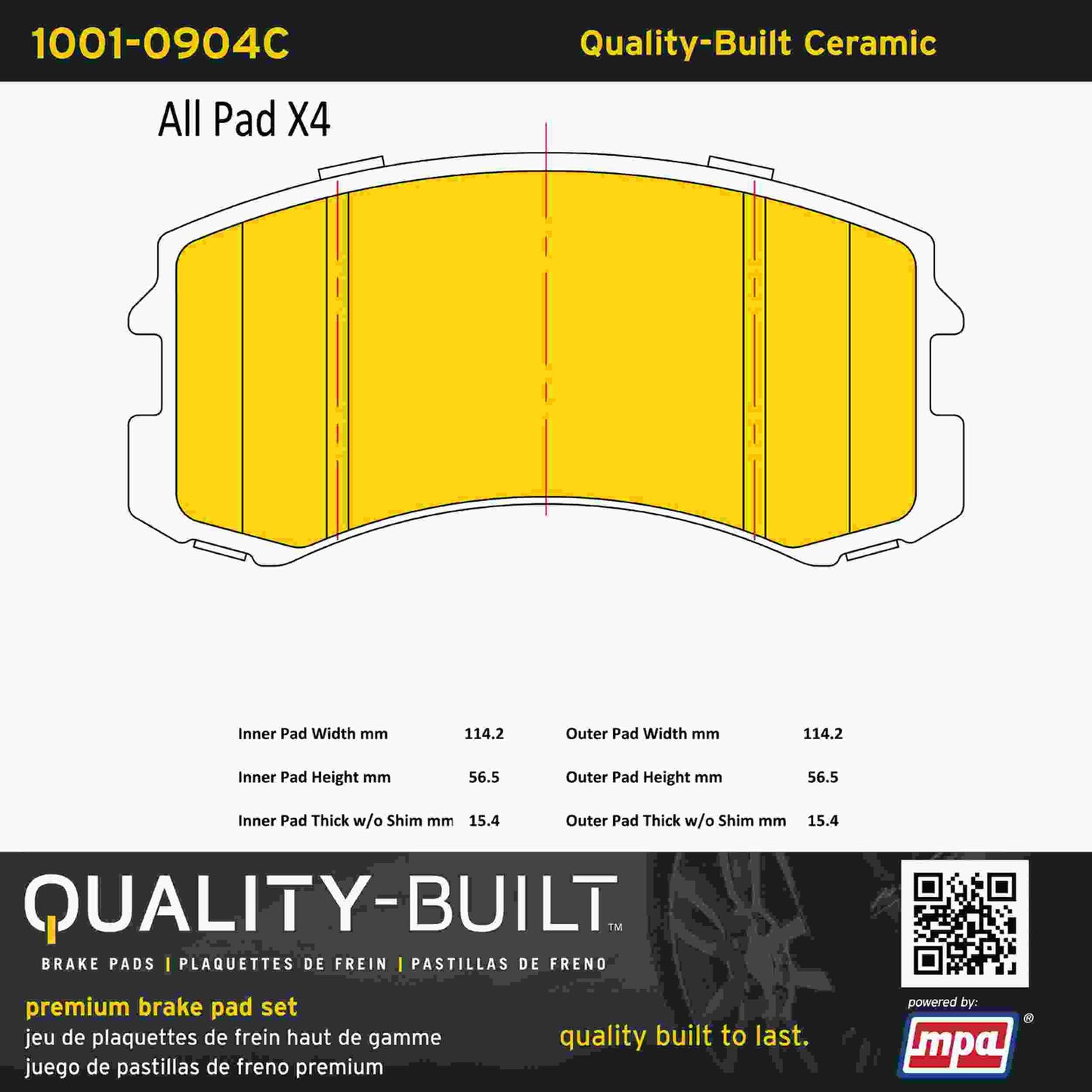 Quality-Built Quality-Built Premium Ceramic Brake Pads w/ Hardware 1001-0904C