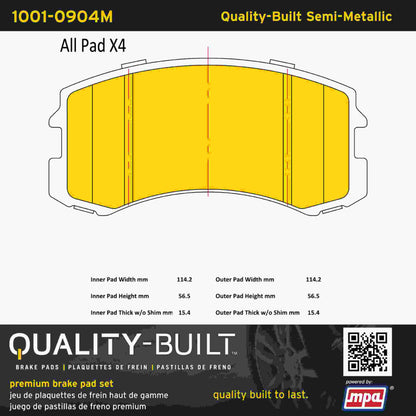 Quality-Built Quality-Built Premium Semi-Metallic Brake Pads w/ Hardware 1001-0904M
