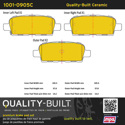 Quality-Built Quality-Built Premium Ceramic Brake Pads w/ Hardware 1001-0905C