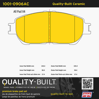 Quality-Built Quality-Built Premium Ceramic Brake Pads w/ Hardware 1001-0906AC