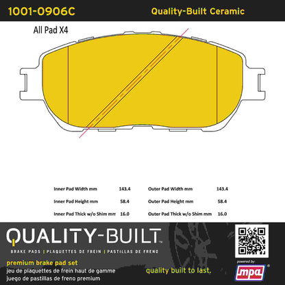 Quality-Built Quality-Built Premium Ceramic Brake Pads w/ Hardware 1001-0906C