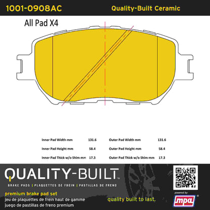 Quality-Built Quality-Built Premium Ceramic Brake Pads w/ Hardware 1001-0908AC
