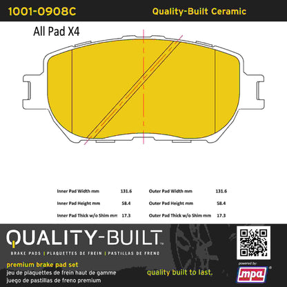 Quality-Built Quality-Built Premium Ceramic Brake Pads w/ Hardware 1001-0908C