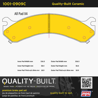 Quality-Built Quality-Built Premium Ceramic Brake Pads w/ Hardware 1001-0909C