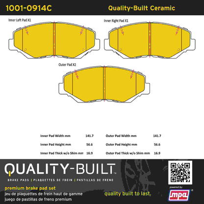 Quality-Built Quality-Built Premium Ceramic Brake Pads w/ Hardware 1001-0914C