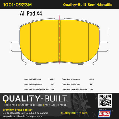 Quality-Built Quality-Built Premium Semi-Metallic Brake Pads w/ Hardware 1001-0923M