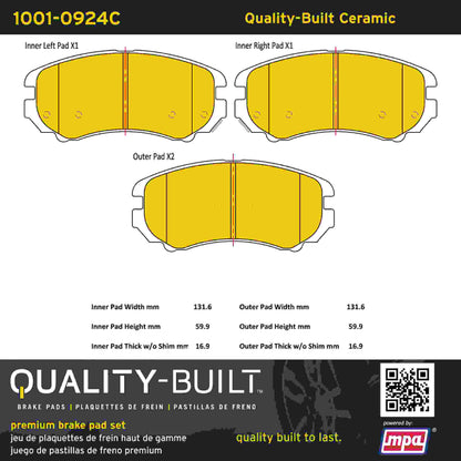 Quality-Built Quality-Built Premium Ceramic Brake Pads w/ Hardware 1001-0924C