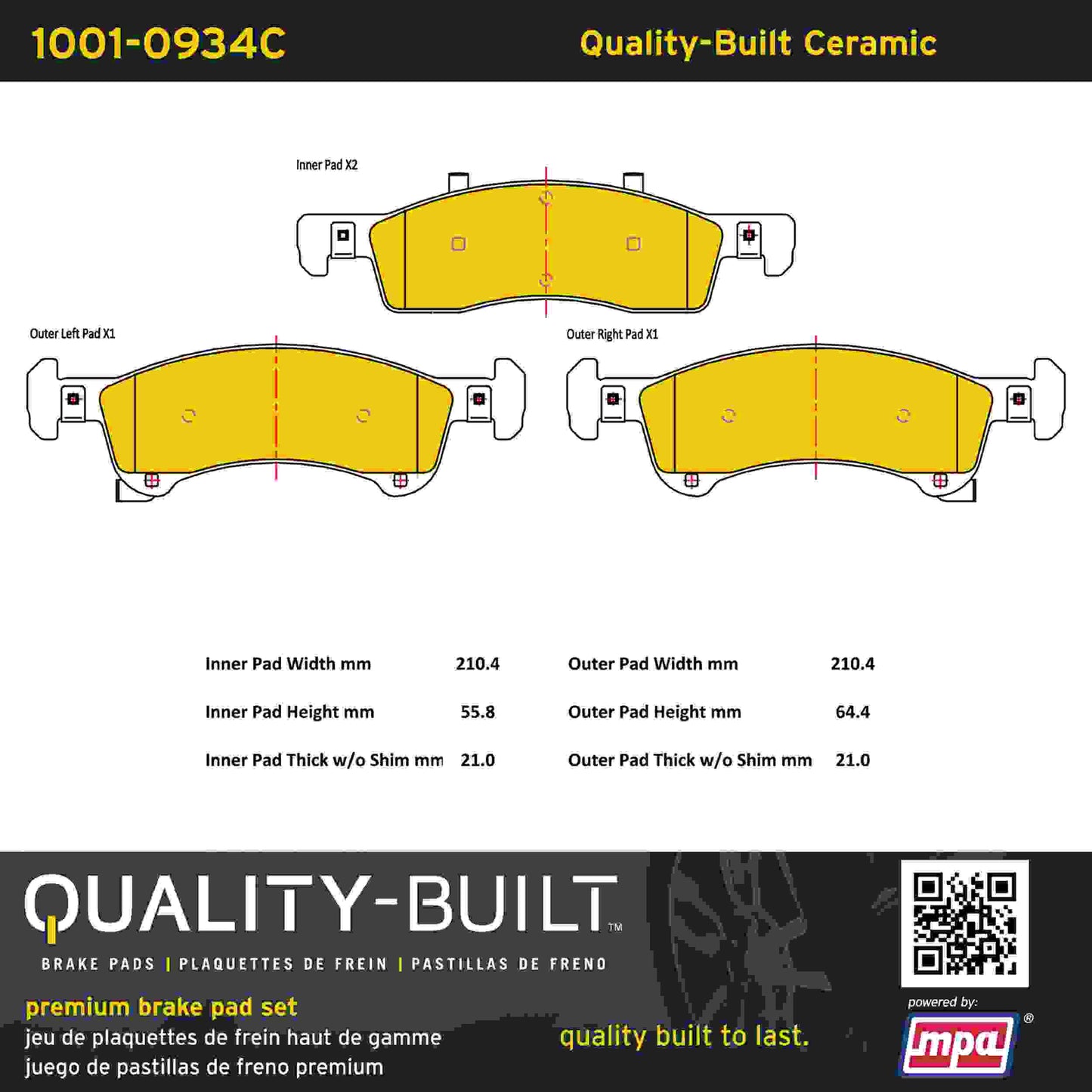 Quality-Built Quality-Built Premium Ceramic Brake Pads w/ Hardware 1001-0934C
