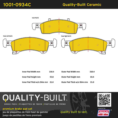 Quality-Built Quality-Built Premium Ceramic Brake Pads w/ Hardware 1001-0934C