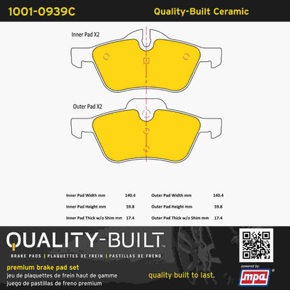Quality-Built Quality-Built Premium Ceramic Brake Pads w/ Hardware 1001-0939C