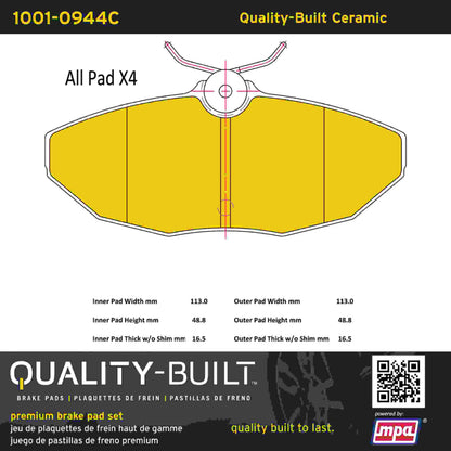 Quality-Built Quality-Built Premium Ceramic Brake Pads w/ Hardware 1001-0944C
