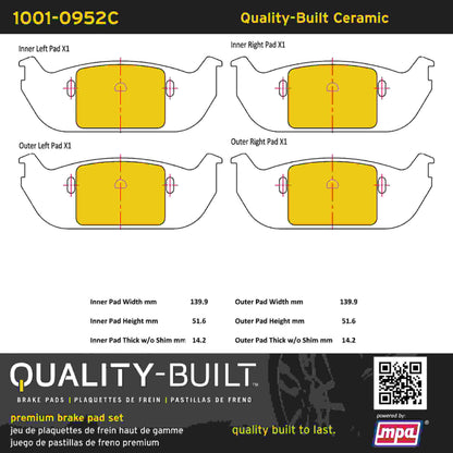 Quality-Built Quality-Built Premium Ceramic Brake Pads w/ Hardware 1001-0952C