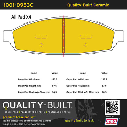 Quality-Built Quality-Built Premium Ceramic Brake Pads w/ Hardware 1001-0953C