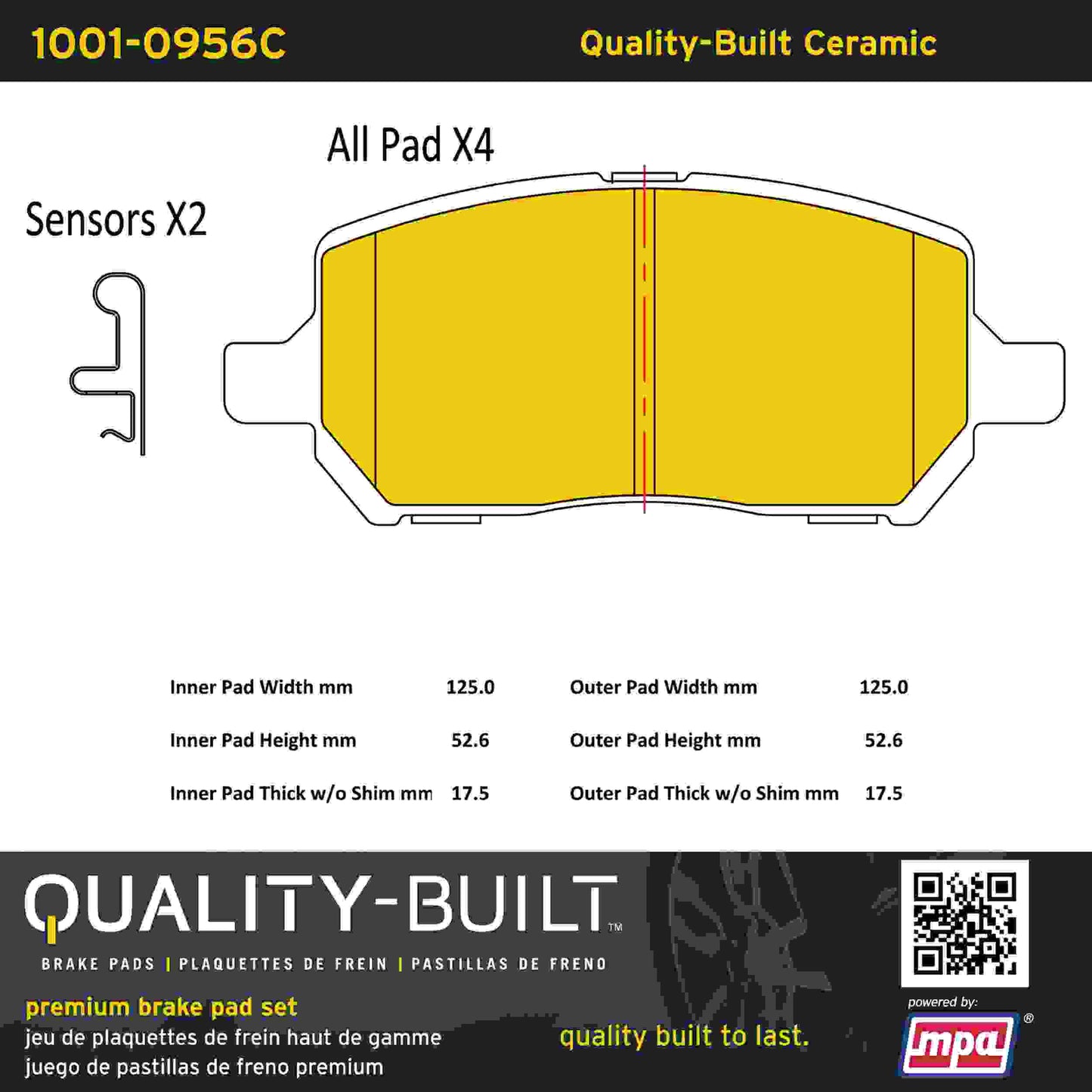 Quality-Built Quality-Built Premium Ceramic Brake Pads w/ Hardware 1001-0956C