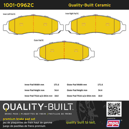 Quality-Built Quality-Built Premium Ceramic Brake Pads w/ Hardware 1001-0962C