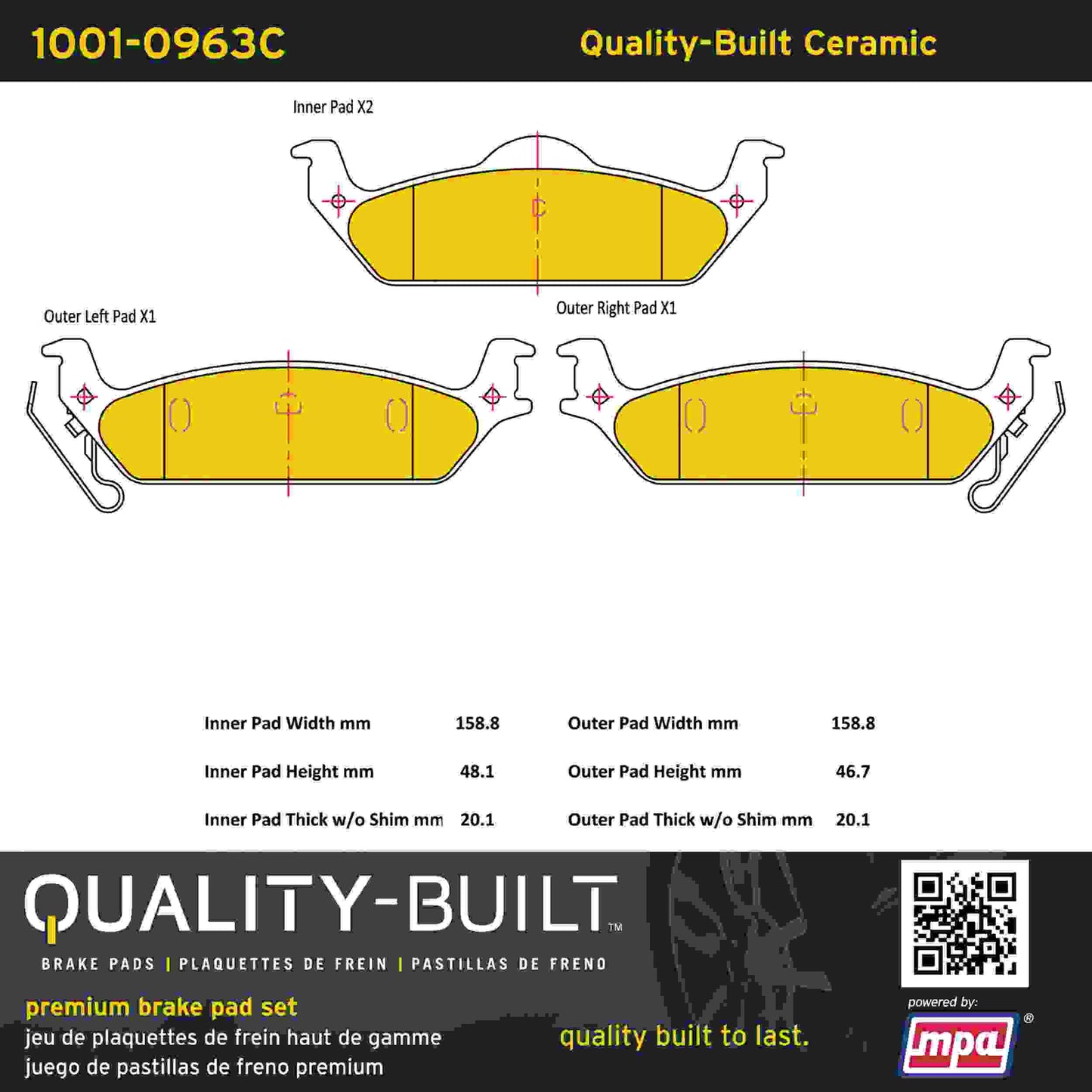 Quality-Built Quality-Built Premium Ceramic Brake Pads w/ Hardware 1001-0963C