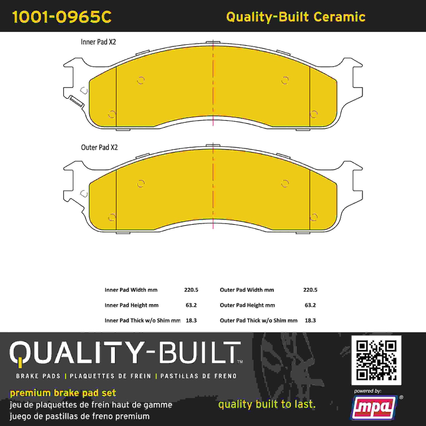 Quality-Built Quality-Built Premium Ceramic Brake Pads w/ Hardware 1001-0965C