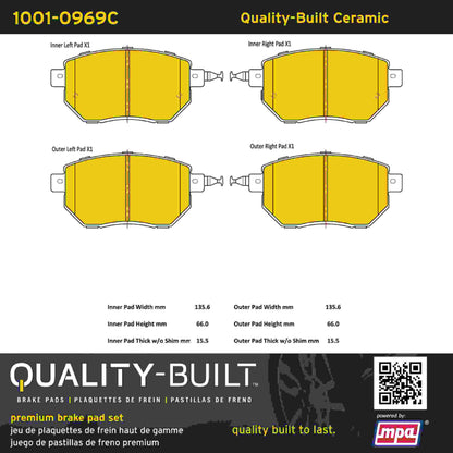 Quality-Built Quality-Built Premium Ceramic Brake Pads w/ Hardware 1001-0969C